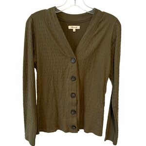 Madewell Women's‎ Olive Green Crinkle Knit Cardigan Top in Size M